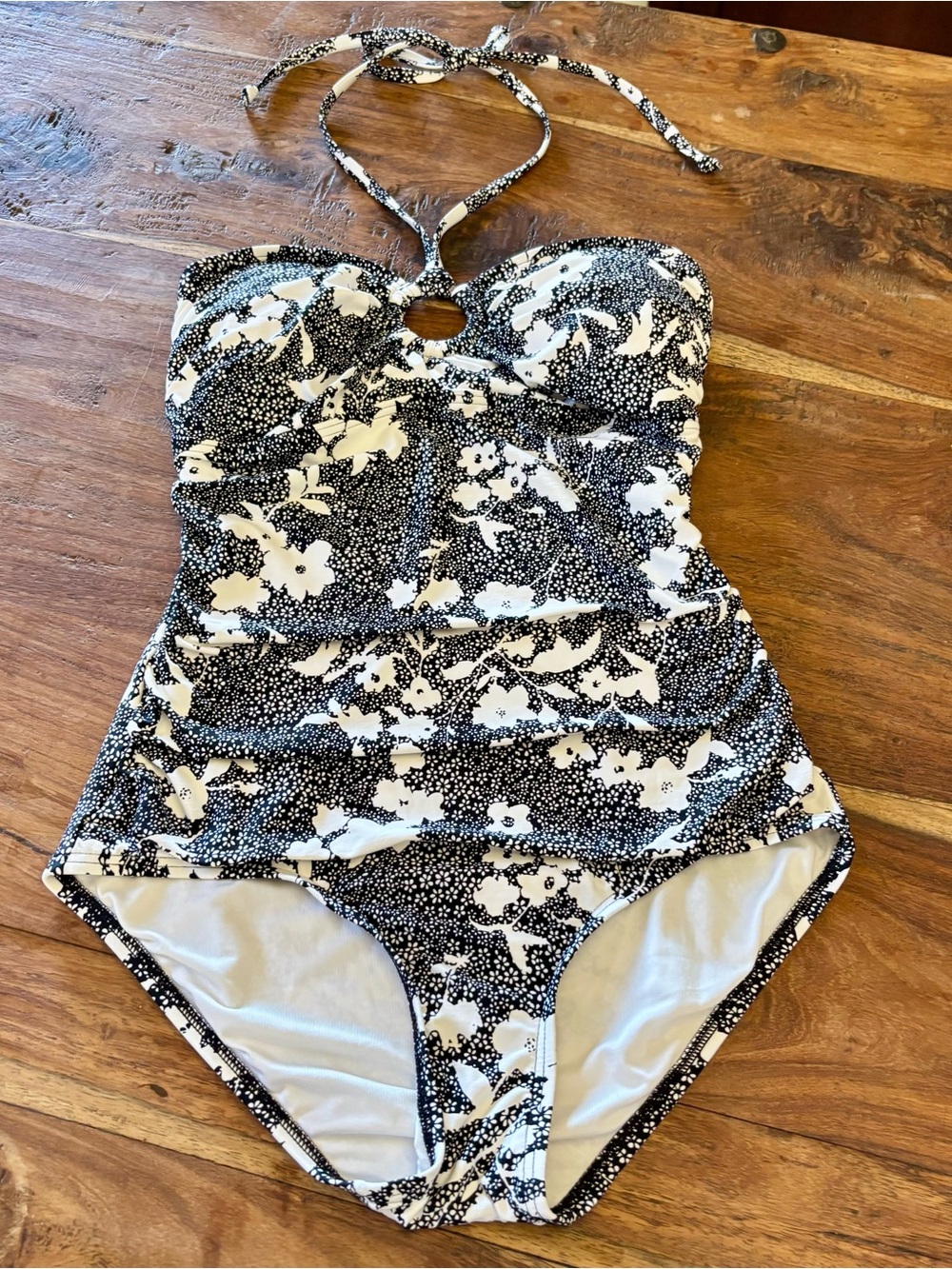 Michael Kors Black & White Floral Girls One-Piece Swimsuit